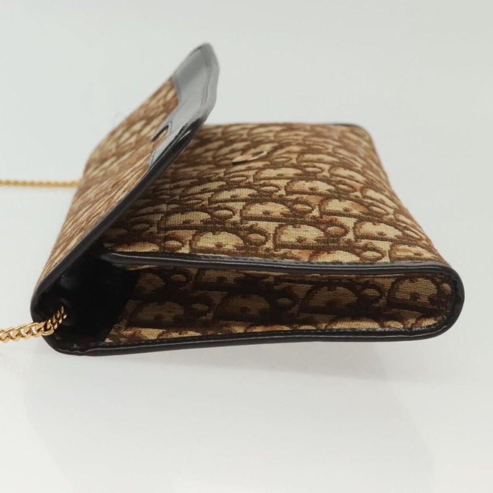 Christian Dior Trotter Canvas Chain Shoulder Bag Brown Gold Auth gh553 - Picture 4 of 16